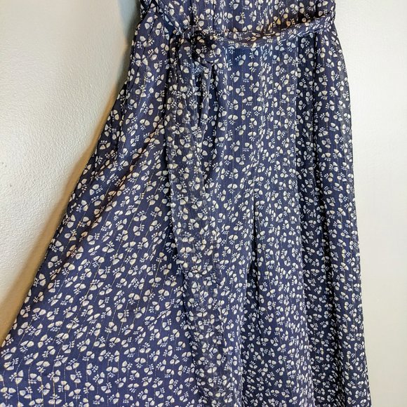 J.Crew Blue Point Sur Sparkle Indigo Floral Wide Leg Ruffle Romper/Jumpsuit - Picture 5 of 16